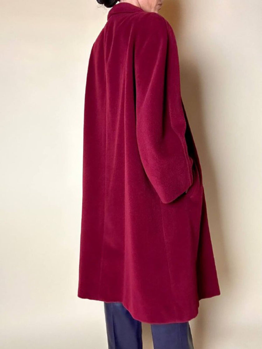 Cappotto Doppiopetto Vintage Arpa in Lana Borgogna – Lanificio G.B. Conte