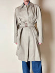 Vintage Burberry’s beige quill gabardine trench coat with matching belt and Check lining