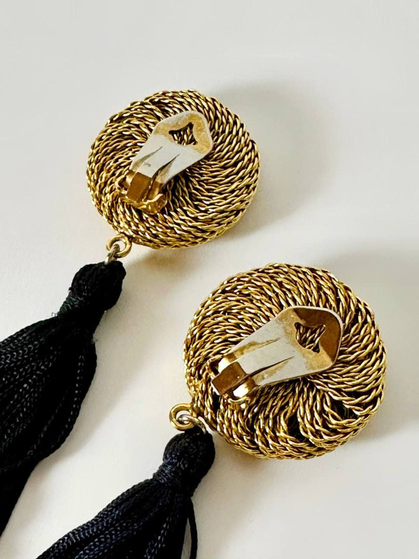 Orecchini vintage a clip vintage oro con nappe couture