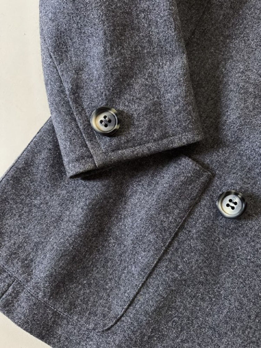 Blazer doppiopetto Yves Saint Laurent in panno di lana mélange grigio antracite