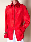 Camicia Yves Saint Laurent in pura seta rosso aragosta con pettorina