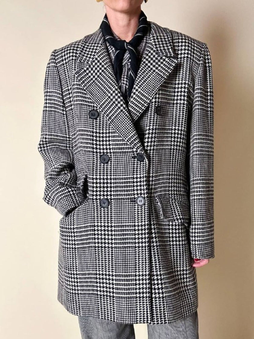 Blazer doppiopetto in lana principe di Galles “Yves Saint Laurent”