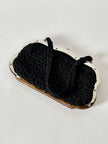 Borsa da sera vintage Art Déco in crochet  nero con montatura in metallo argentato
