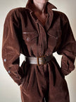 Cintura vintage Yves Saint Laurent in pelle marrone con maxi fibbia in resina