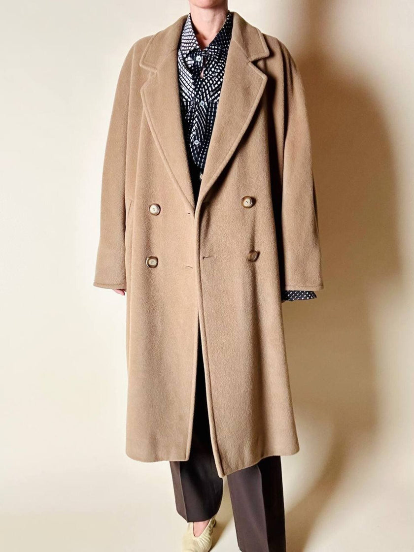 Vintage-Mantel von Marina Basic aus Kamelhaar-Woll-Kaschmir-Mix