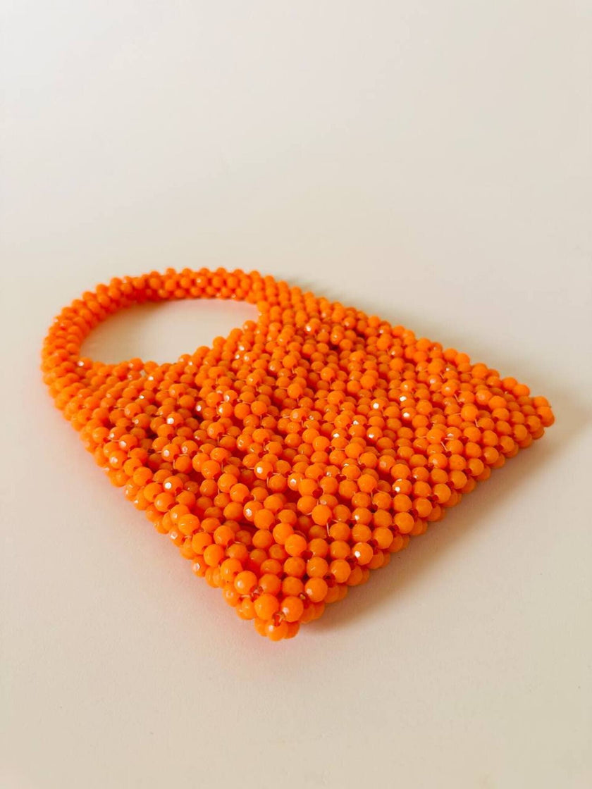 Mini hobo bag di perline arancioni