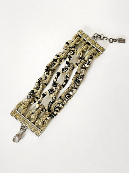 Bracciale KMO Paris multichain in metallo argento whips e glitter oro
