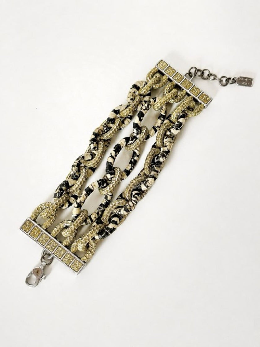 Bracciale KMO Paris multichain in metallo argento whips e glitter oro