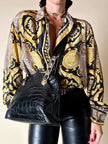 Borsa nera in pelle stampa coccodrillo “Gianni Versace”