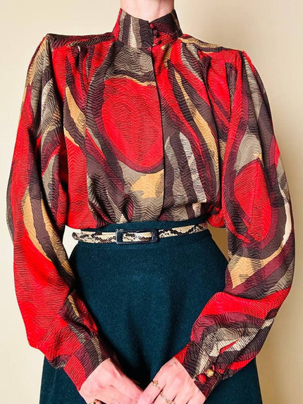 Camicia in seta Jaquard multicolor