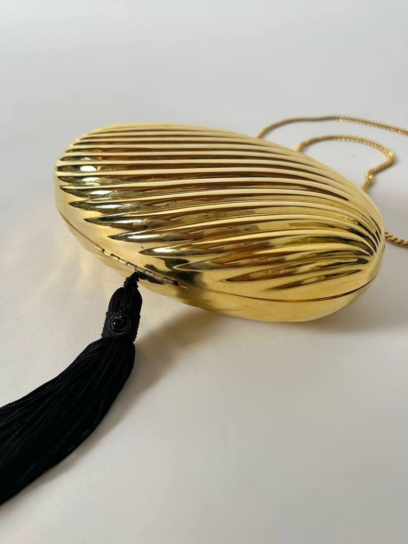 Vintage Schéilan Firenze jewel bag in twisted gold-tone metal with a couture tassel