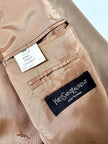 Blazer vintage Yves Saint Laurent in lana cachi doppiopetto con bottoni logati oro