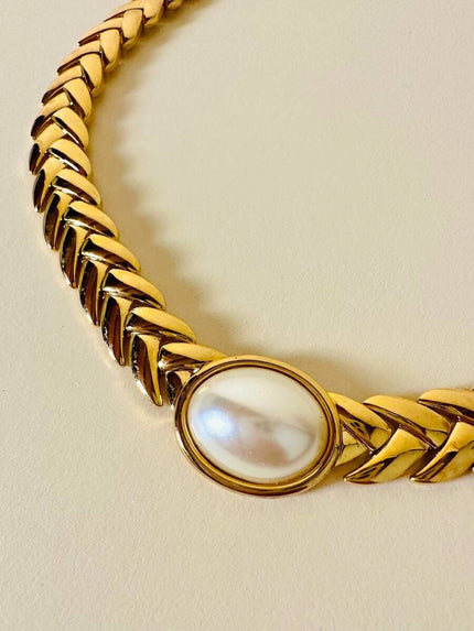 Collier oro con perla cabochon 