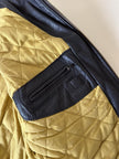Bomber aviator in pelle testa di moro con fodera gialla matelassé