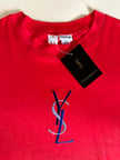 T-shirt Yves Saint Laurent  in cotone rosso con maxi logo YSL