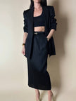 Blazer vintage State of Claude Montana in tessuto jacquard nero bacchettato