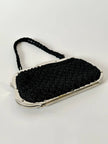 Borsa da sera vintage Art Déco in crochet  nero con montatura in metallo argentato