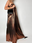 Jumpsuit a palazzo Weili Zheng in tessuto laminato bronzo