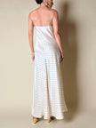 Slip dress in seta avorio a pois neri con corpetto lavorato “La Perla”