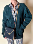 Cardigan Yves Saint Laurent in lana verde inglese con bottoni berlebeck