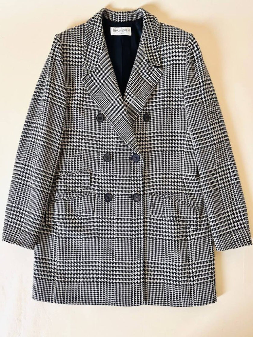 Blazer doppiopetto in lana principe di Galles “Yves Saint Laurent”