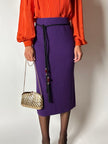 Gonna longuette Letizia De Meo in maglia viola a coste