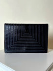 Borsa vintage Fendi in pelle verniciata nera con cuciture concentriche