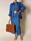 Maxi borsa in pelle stampa coccodrillo color cuoio