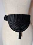 Cintura vintage in passamaneria sautache nera con nappa couture