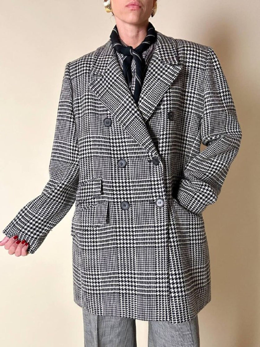 Blazer doppiopetto in lana principe di Galles “Yves Saint Laurent”