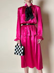 Abito longuette in raso di seta fucsia “Mulberry”