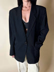 Blazer vintage oversize in rasato di lana nero Dani-Clear