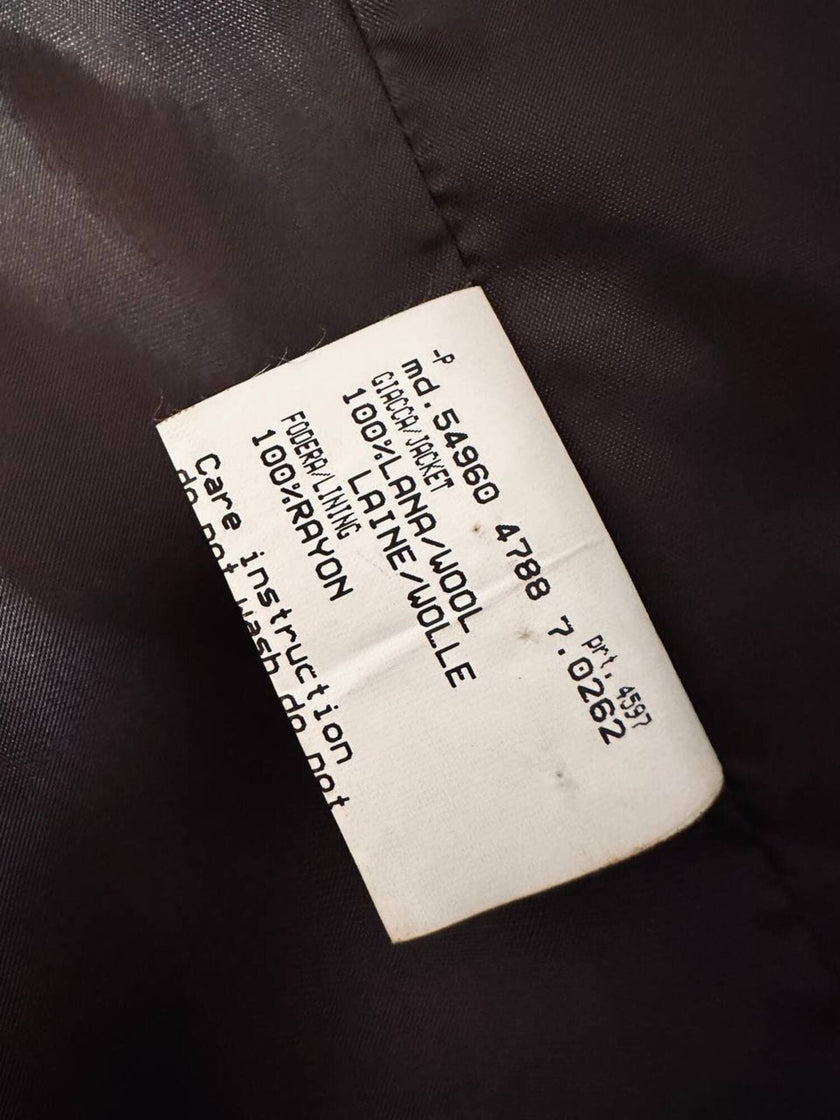 Blazer vintage Gai Mattiolo doppiopetto in lana panna con fantasia principe di Galles testa di moro