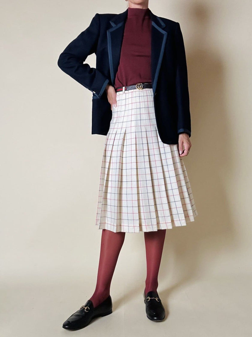 Blazer in lana blu con profili in gros grain “Gibò Firenze”