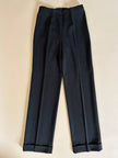 Pantalone a vita alta con piega in misto lana verde scuro grigiastro