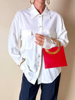 Camicia bianca Andrea Mare vintage in cotone con maxi tasche e bottoni in madreperla