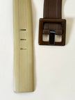 Cintura vintage Yves Saint Laurent in pelle marrone con maxi fibbia in resina