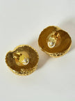Vintage gold-tone knot clip-on statement earrings