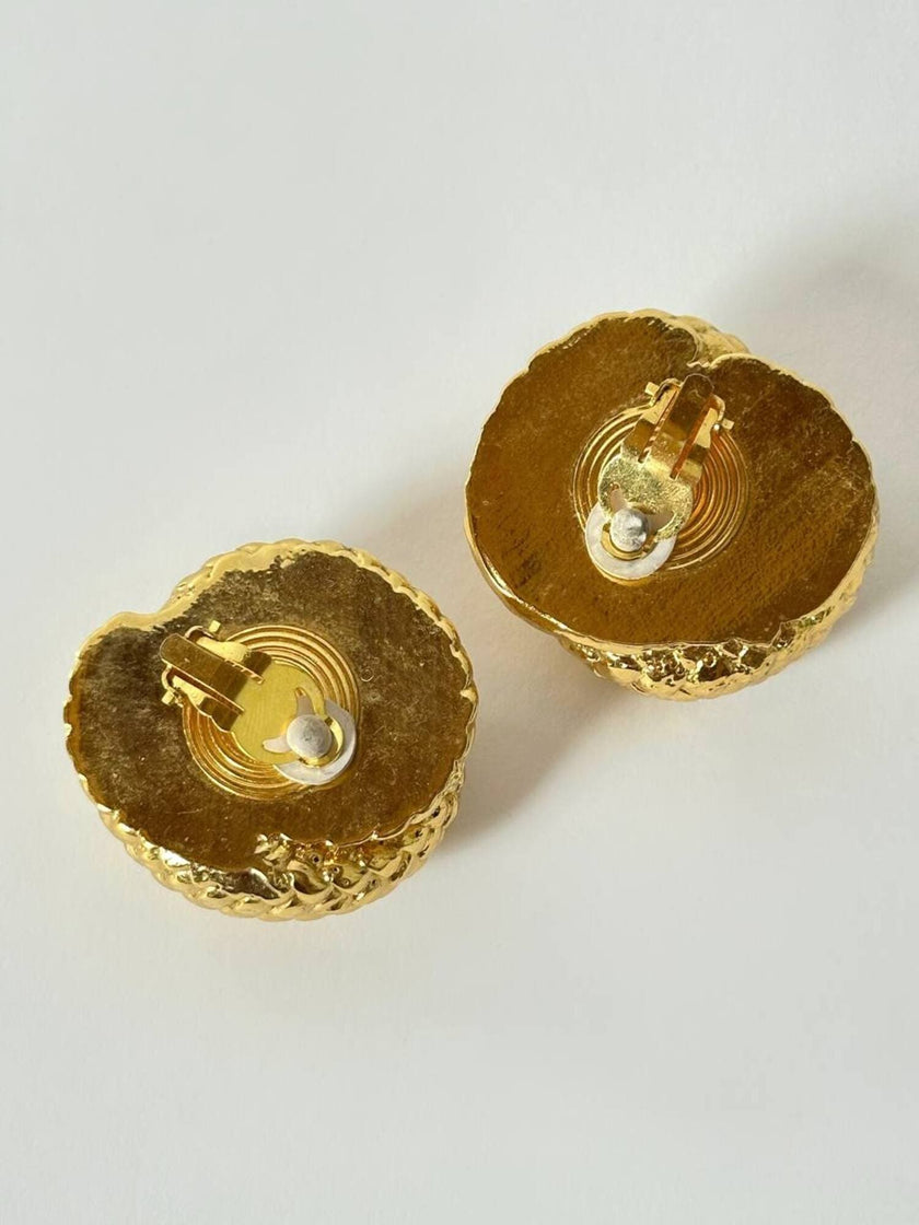 Vintage gold-tone knot clip-on statement earrings