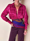 Scialle multicolor in misto lana fantasia equestre