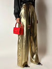 Mini bag vintage Versace Profumi in raso rosso con borchia medusa