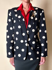 Blazer in seta nera a grandi pois color panna “Genny”