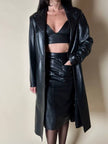 Cappotto/Robe Manteau vintage in pelle nera con spacco posteriore The Bomb