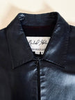 Giacca vintage in pelle nera con zip Michael Hoban North Beach Leather