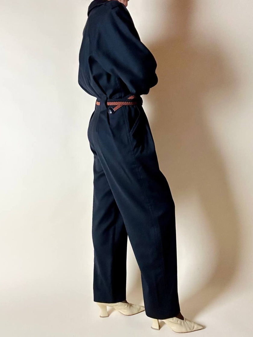 Jumpsuit vintage Yves Saint Laurent in lana nera