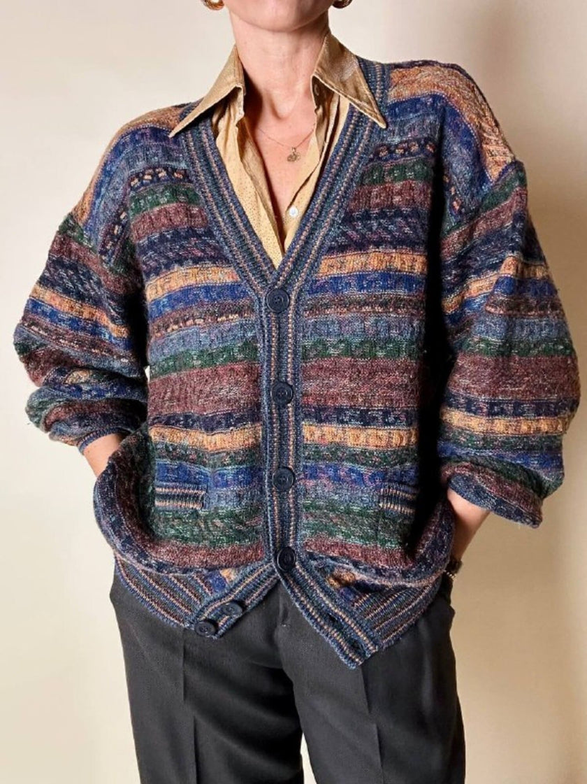 Cardigan Missoni Sport in lana operata a righe orizzontali