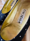 Décolleté in tessuto nero a pois bianchi “Escada”