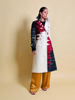 Cappotto redingote in lana fantasia astratta