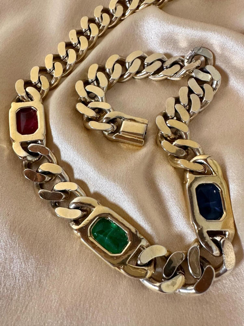 Collier in catena diamantata con pietre sintetiche multicolor “Vogue”
