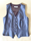 Completo gonna/gilet in raso grigio azzurro “Yves Saint Laurent”